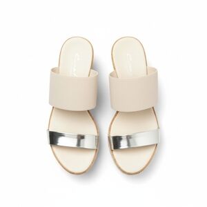 Comtesa Metallic Nude Cork Wedges Size 9.5